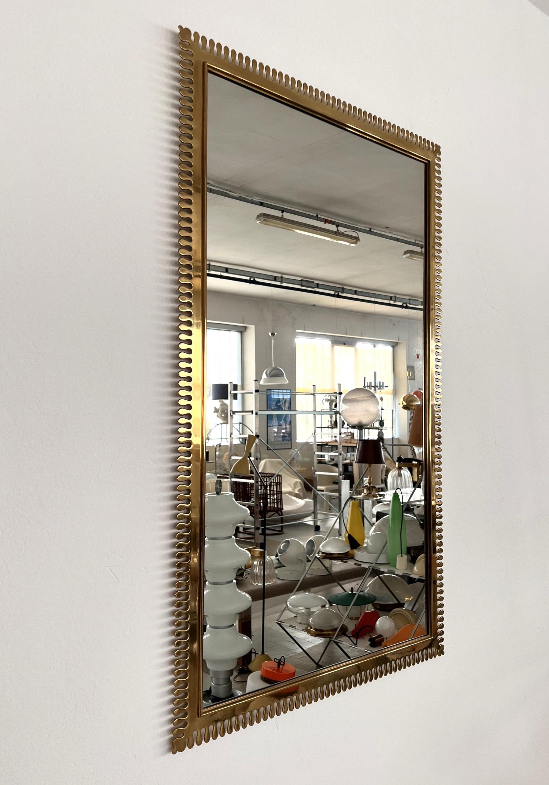 Midcentury XXL Wall Mirror in Brass by Vereinigte Werkstätten München, 1970s For Sale 7