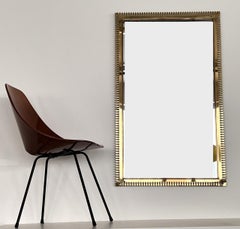 Midcentury XXL Wall Mirror in Brass by Vereinigte Werkstätten München, 1970s