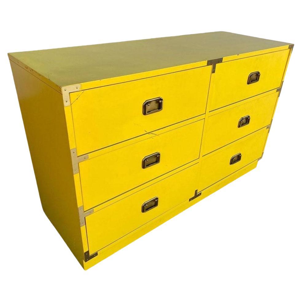 Midcentury Yellow "Colormates" Campaign Lowboy Dresser by Morris of California For Sale