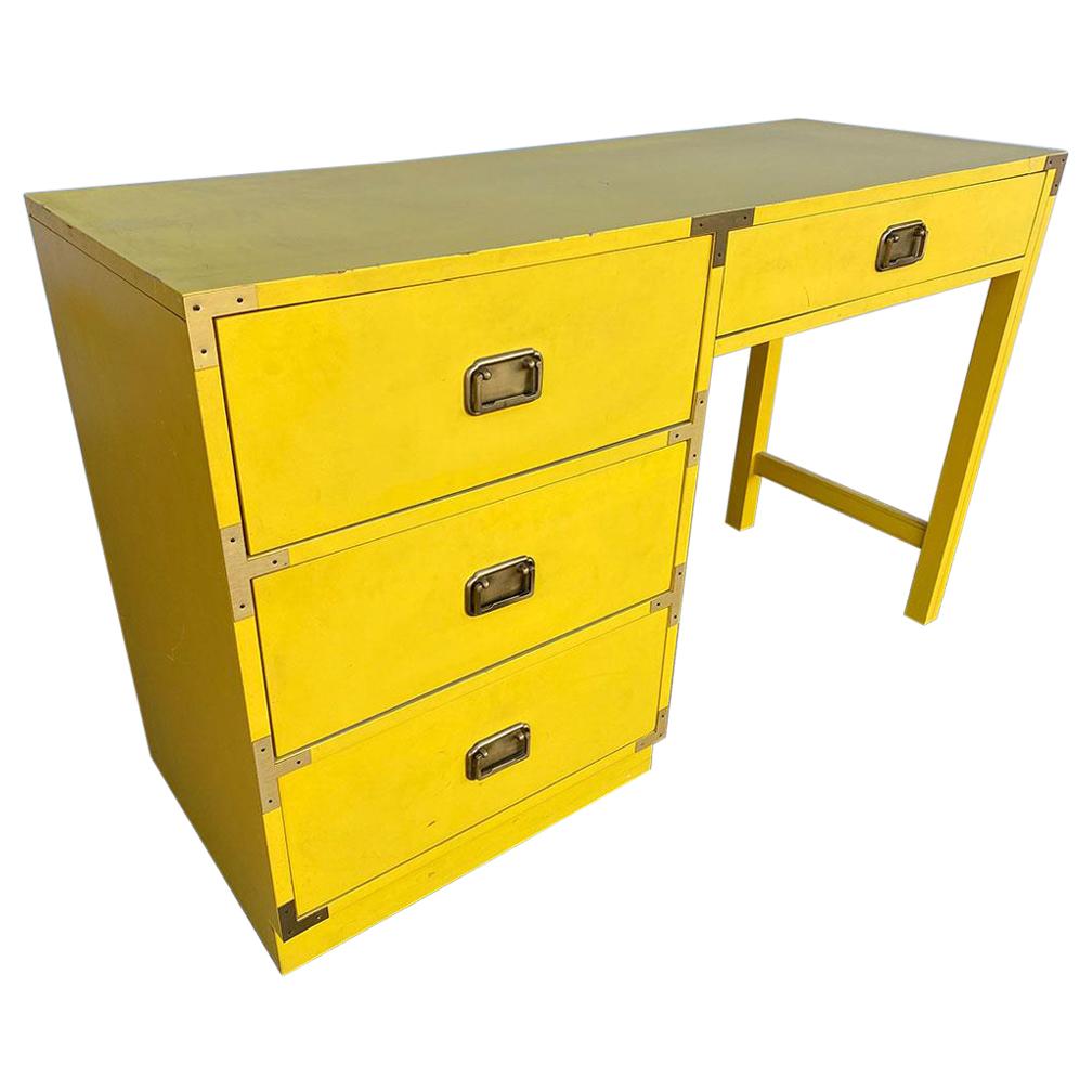 Midcentury Yellow "Colormates" Campaign Lowboy Writing Desk by Morris of CA For Sale