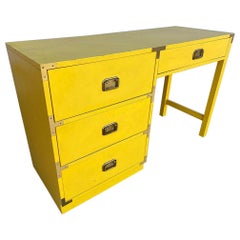Vintage Midcentury Yellow "Colormates" Campaign Lowboy Writing Desk by Morris of CA