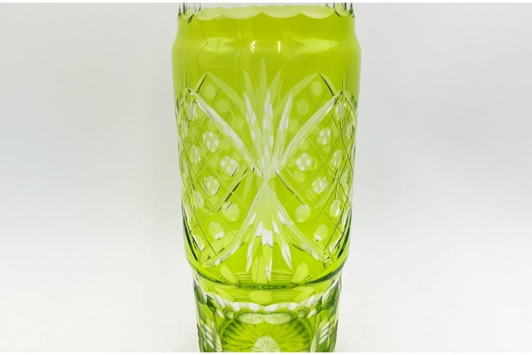 Midcentury Yellow Crystal Vase, Poland, 1960s For Sale at 1stDibs