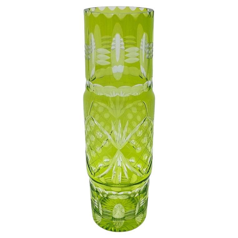 Midcentury Yellow Crystal Vase, Poland, 1960s