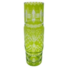 Midcentury Yellow Crystal Vase, Poland, 1960s