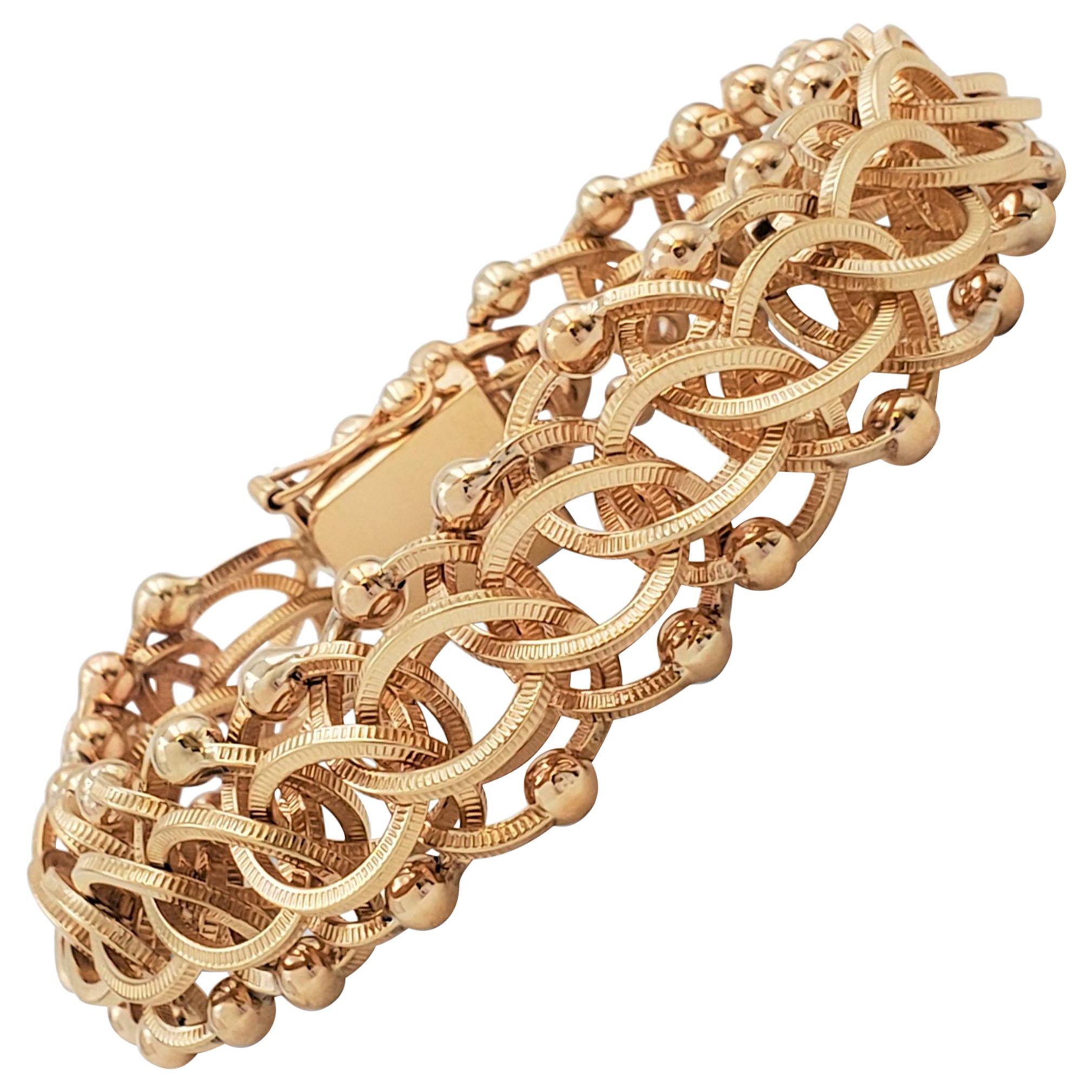 Midcentury Yellow Gold Fancy Link Bracelet