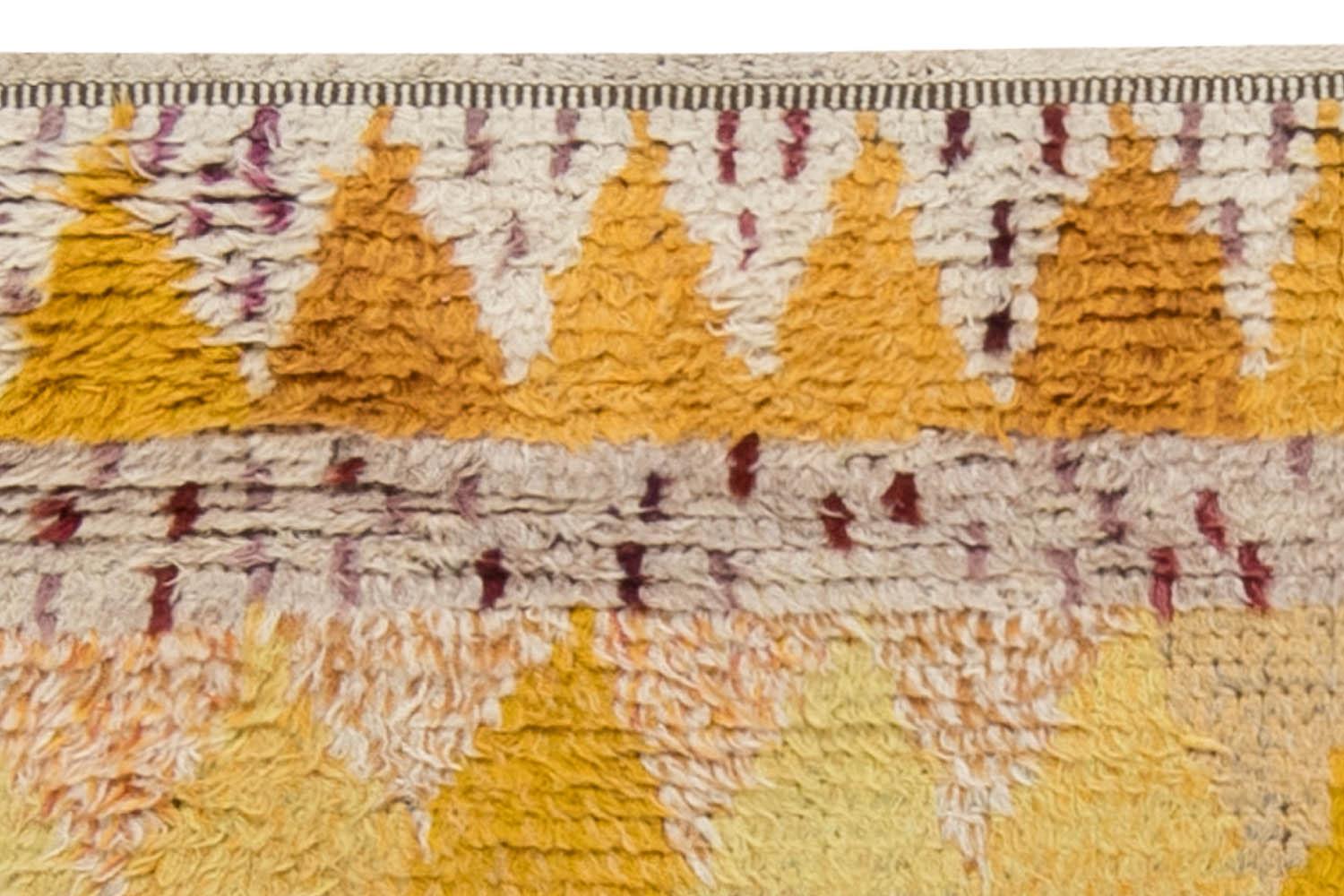 Midcentury Yellow Orange & Cream “Solrosen” Rya Rug Designed by Marianne Richter In Good Condition In New York, NY