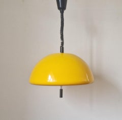 Midcentury Yellow Pendant Meblo, Harvey Guzzini, Space Age, Italy, 1970s.