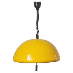 Midcentury Yellow Pendant Meblo, Harvey Guzzini, Space Age, Italy, 1970s.