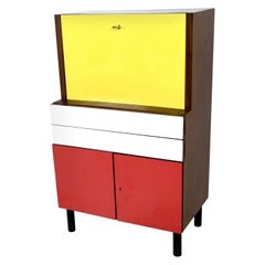 Retro Midcentury Yellow, Red and White Formica Secretaire, Italy, 1950s