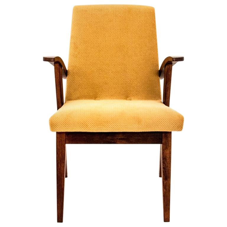 Midcentury Yellow Retro Armchair For Sale