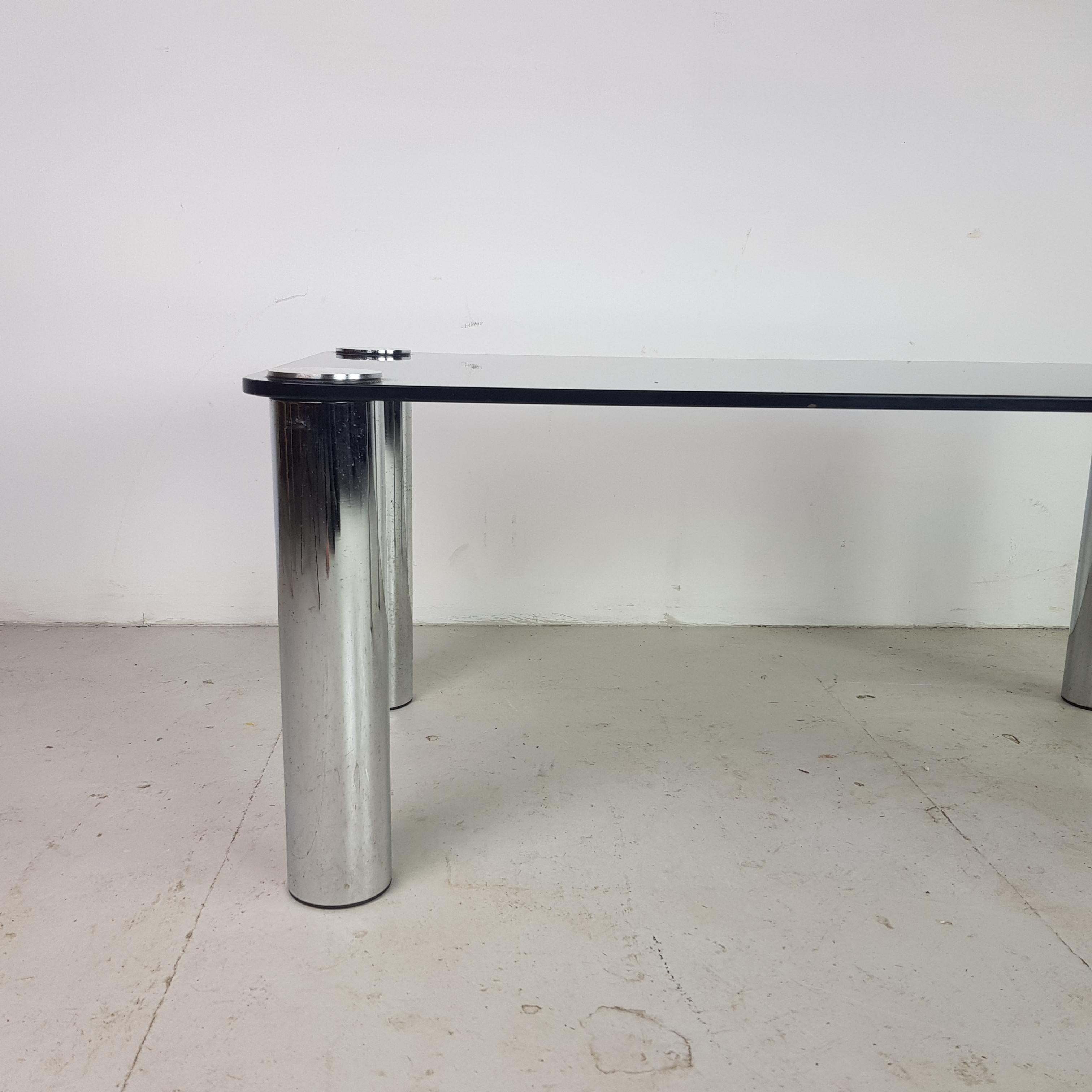 Midcentury Zanuso Style Glass and Chrome Coffee Table For Sale 3
