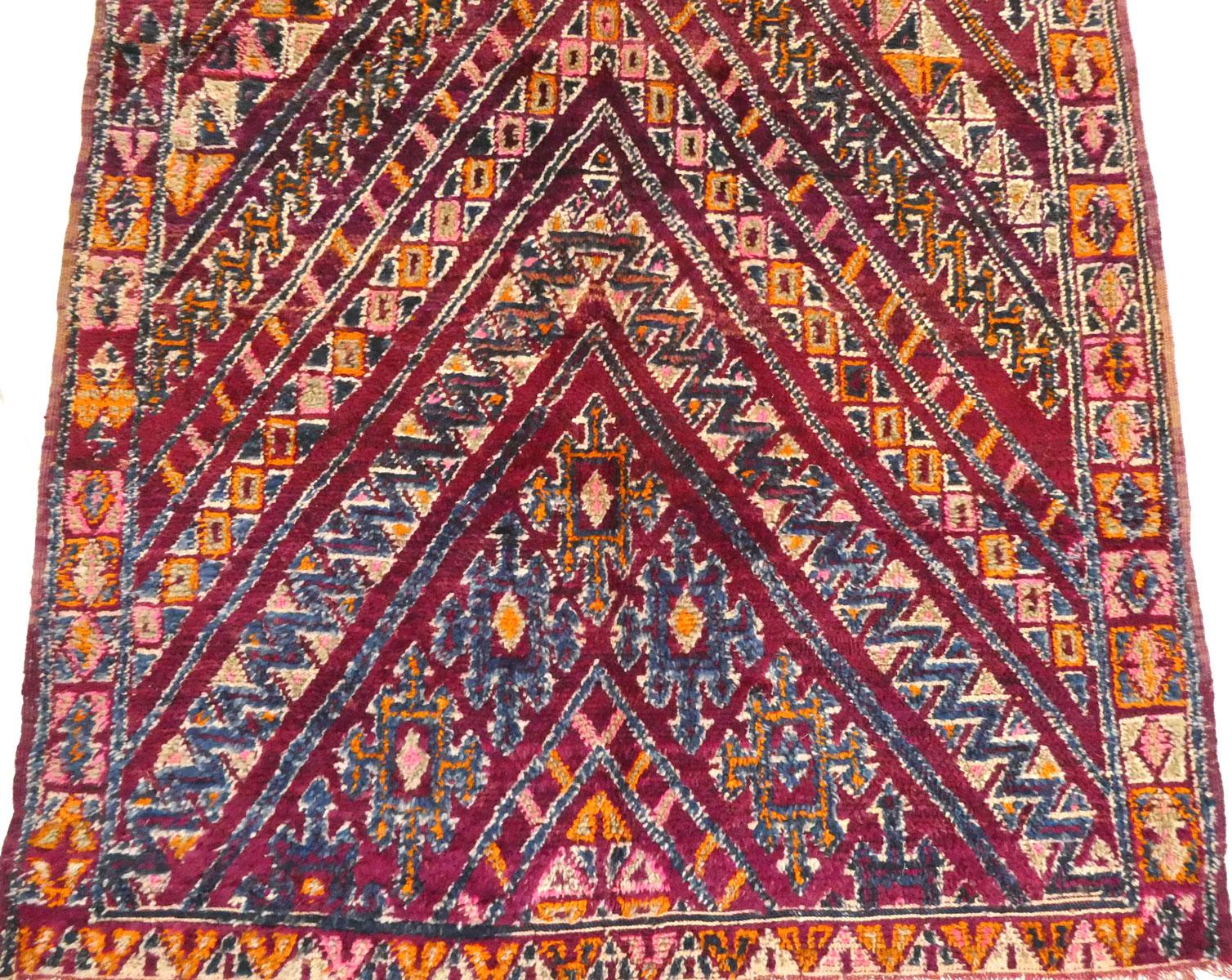 Marocchino Tappeto in lana marocchina Zayane Midcentury 5'6 x 10'6 in vendita