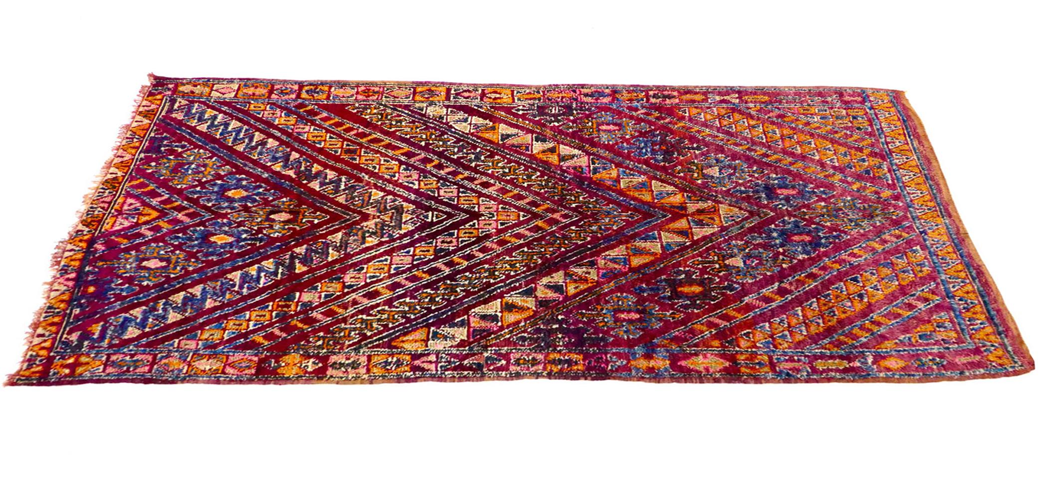 XX secolo Tappeto in lana marocchina Zayane Midcentury 5'6 x 10'6 in vendita
