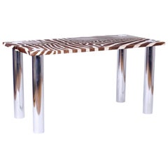 Midcentury Zebra and Chrome Writing Table