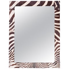 Vintage Midcentury Zebra Hide Mirror