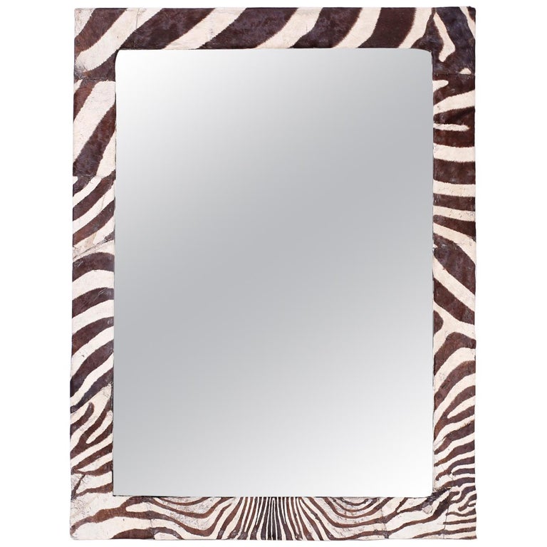 Midcentury Zebra Hide Mirror For Sale at 1stDibs