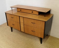 Midcentury Zebra Wood and Ebonized Side Cabinet
