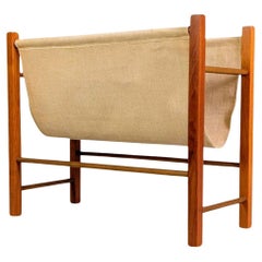 Midcentury Zeitungsständer Vintage Teka Leinen Magazinhalter 1960