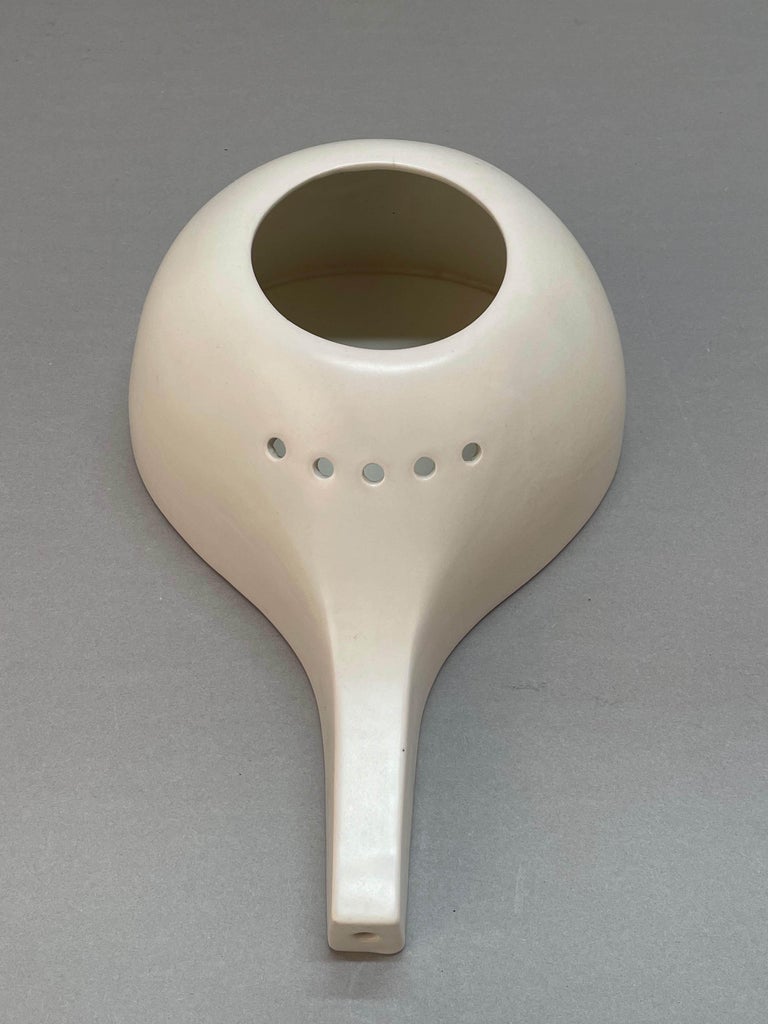 Enameled MIdcentury ZS White Ceramic Italian Vase for Nove Bassano del Grappa, 1960s For Sale