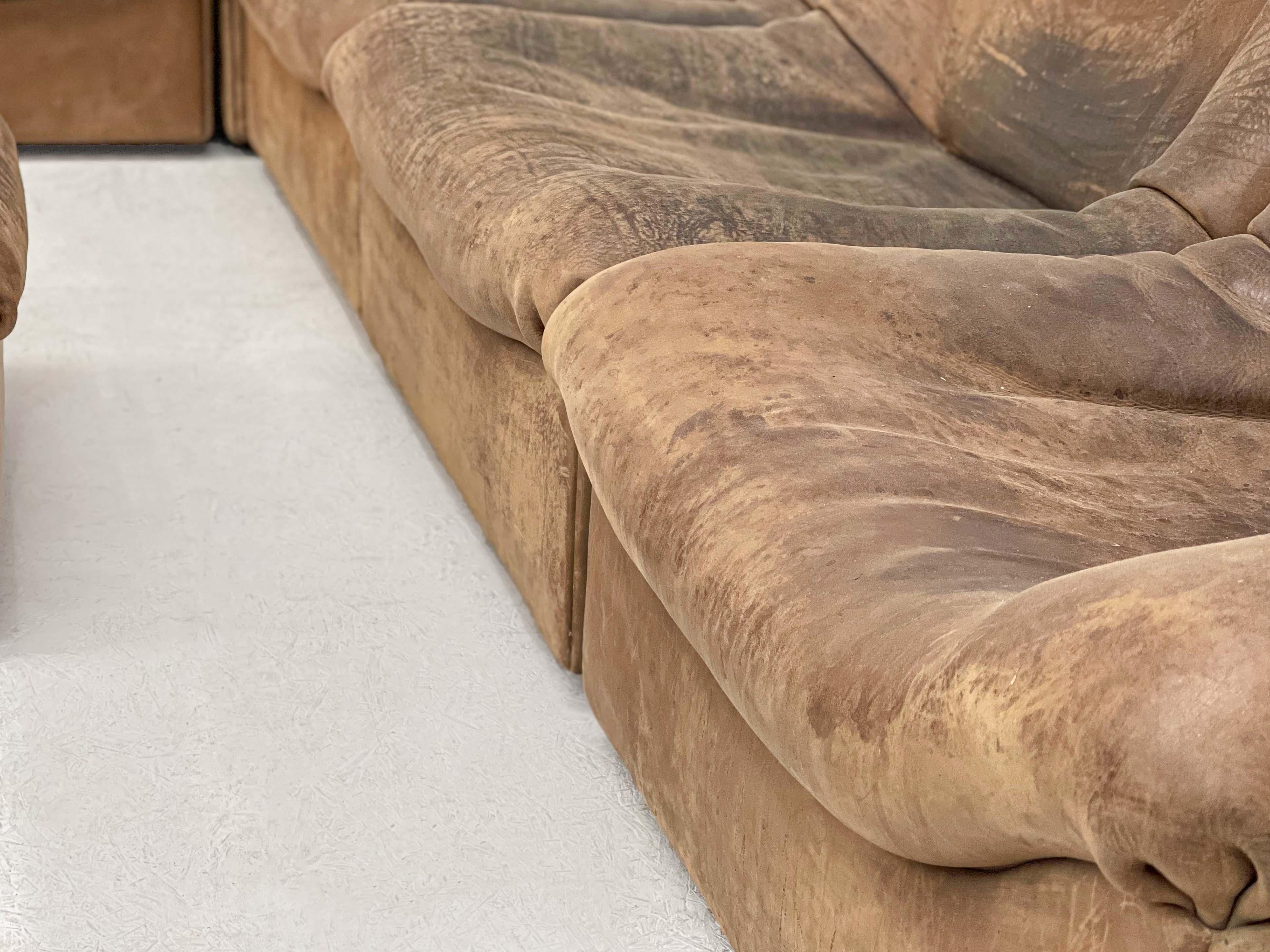 Mid-Century Modern Brown Leather DS46 Sectional Sofa by De Sede In Good Condition In Nijlen, VAN