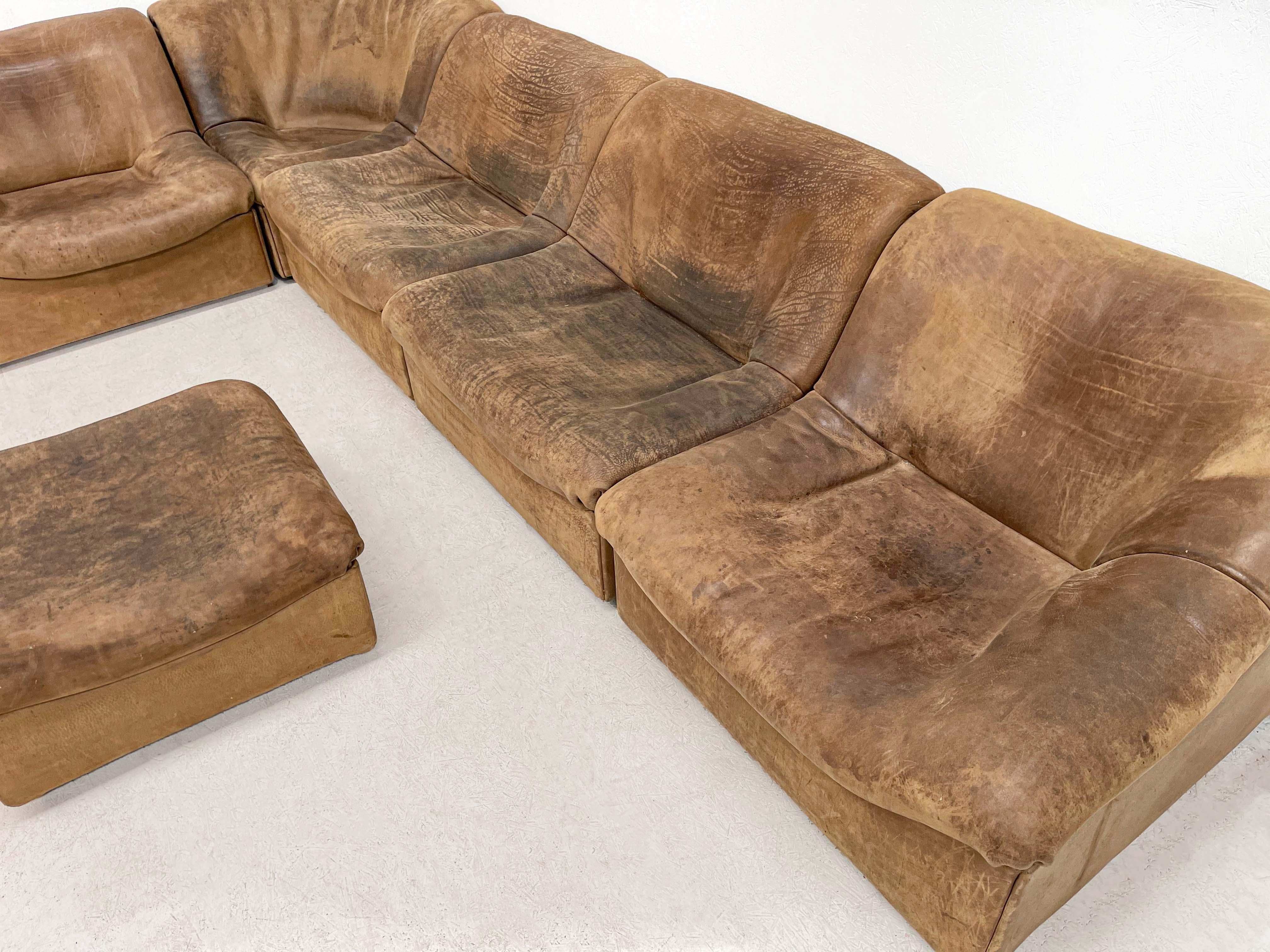 Late 20th Century Mid-Century Modern Brown Leather DS46 Sectional Sofa by De Sede