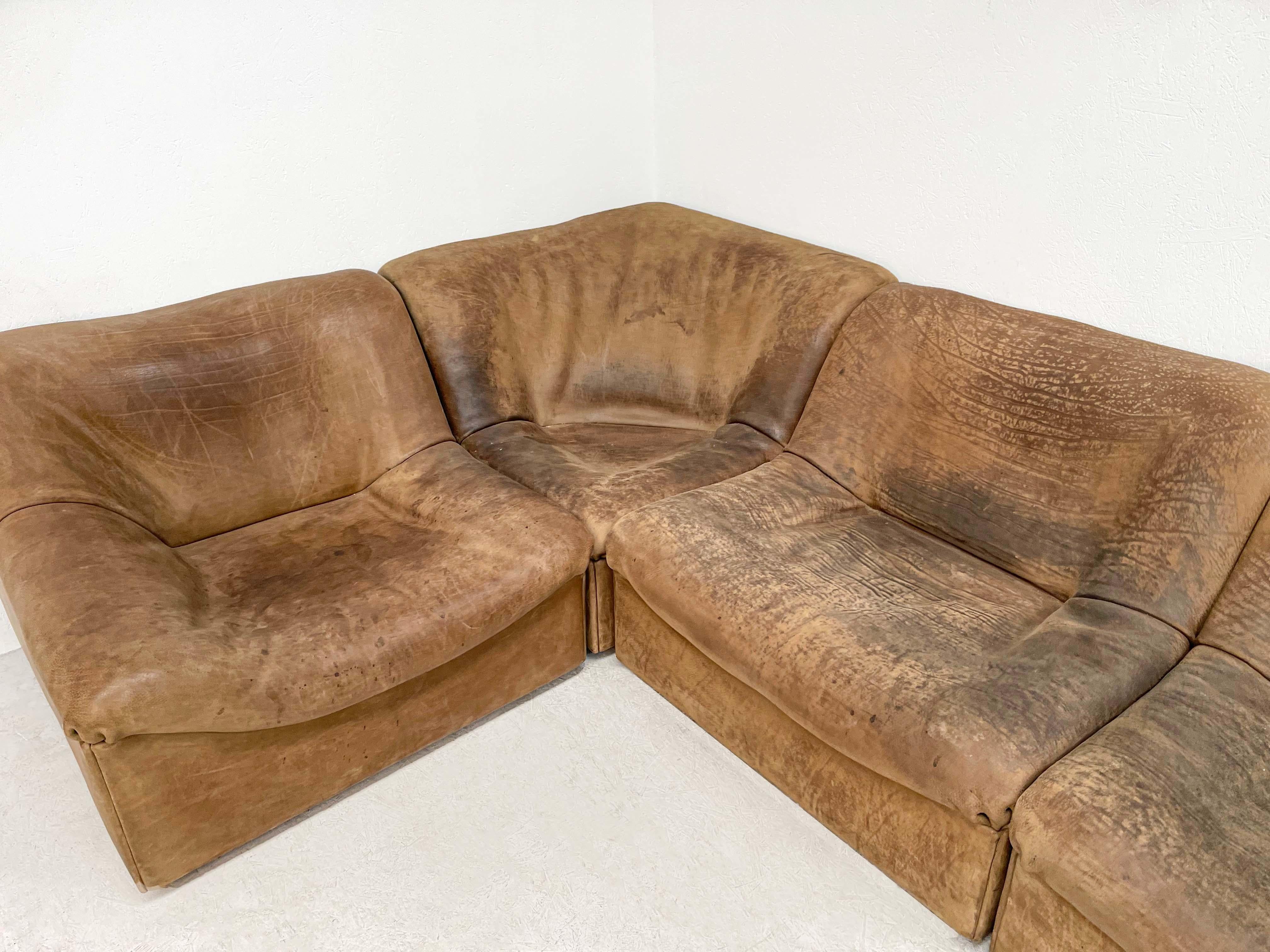 Mid-Century Modern Brown Leather DS46 Sectional Sofa by De Sede 1