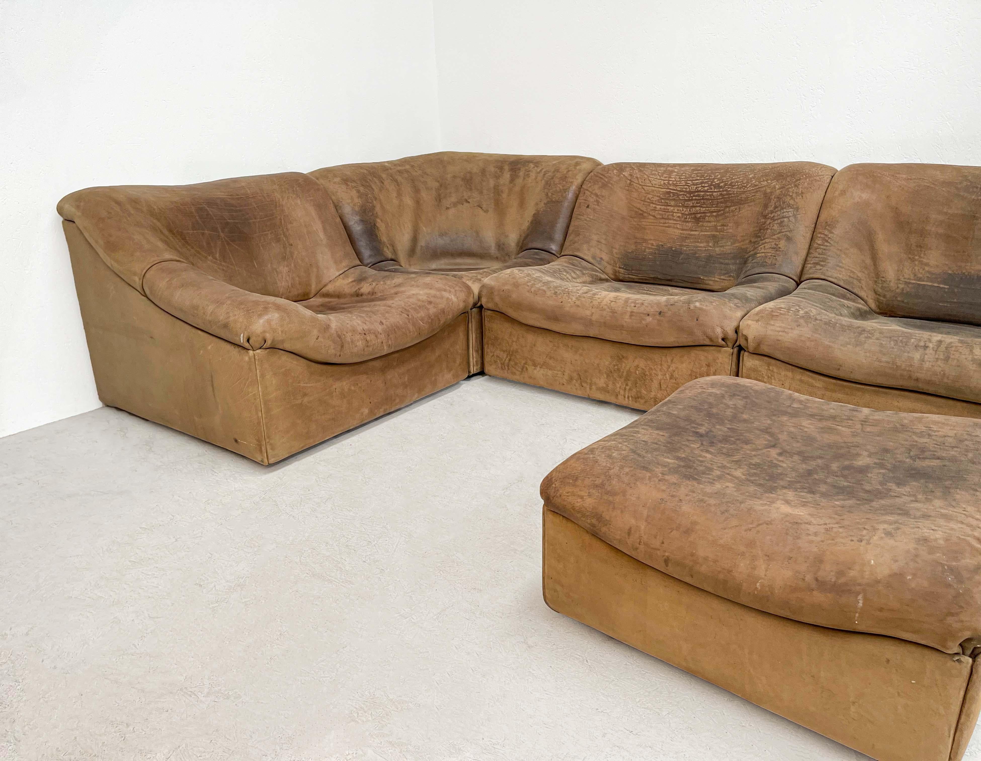 Mid-Century Modern Brown Leather DS46 Sectional Sofa by De Sede 2