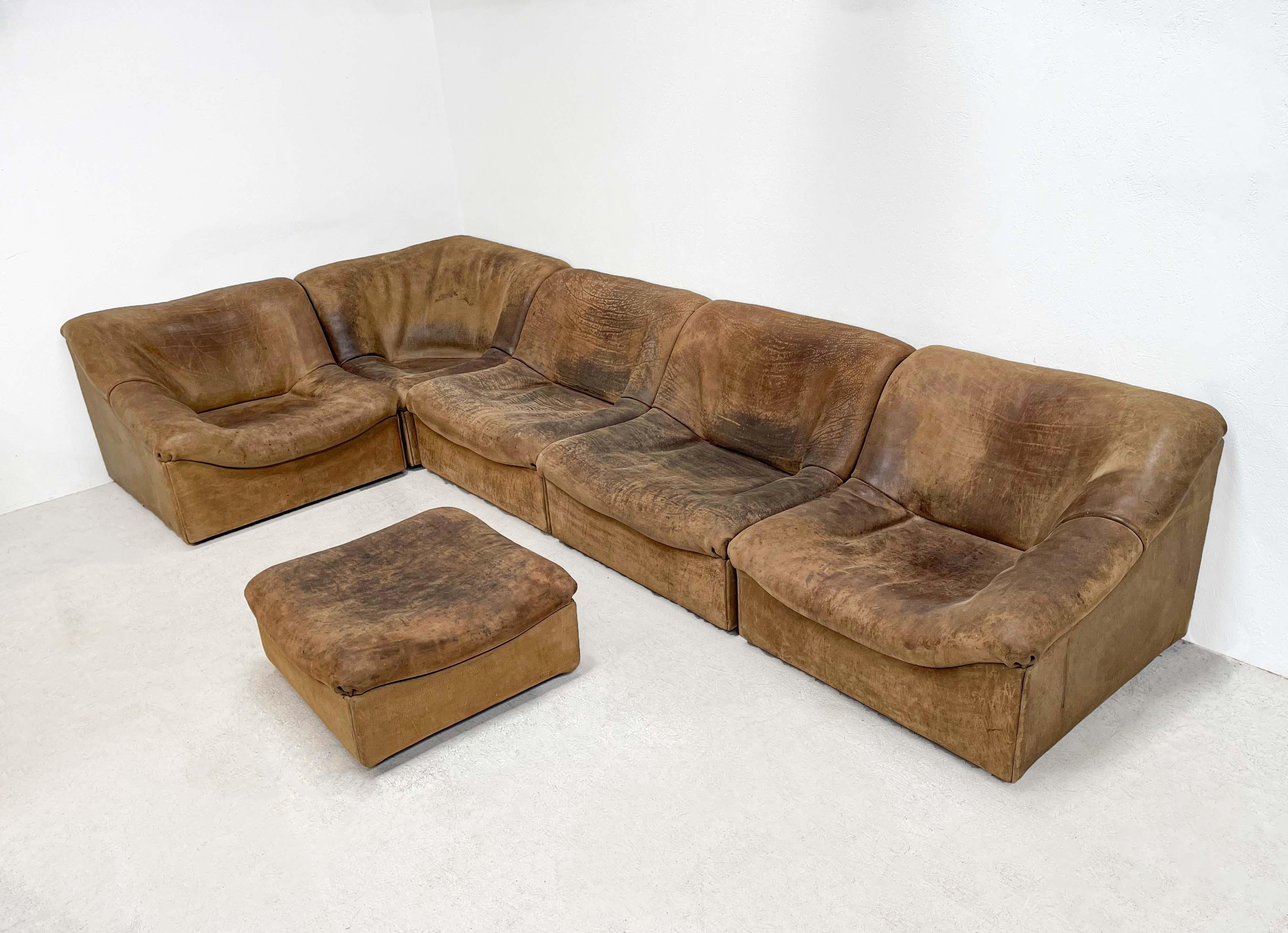 Mid-Century Modern Brown Leather DS46 Sectional Sofa by De Sede 3