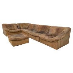 Mid-Century Modern Brown Leather DS46 Sectional Sofa by De Sede