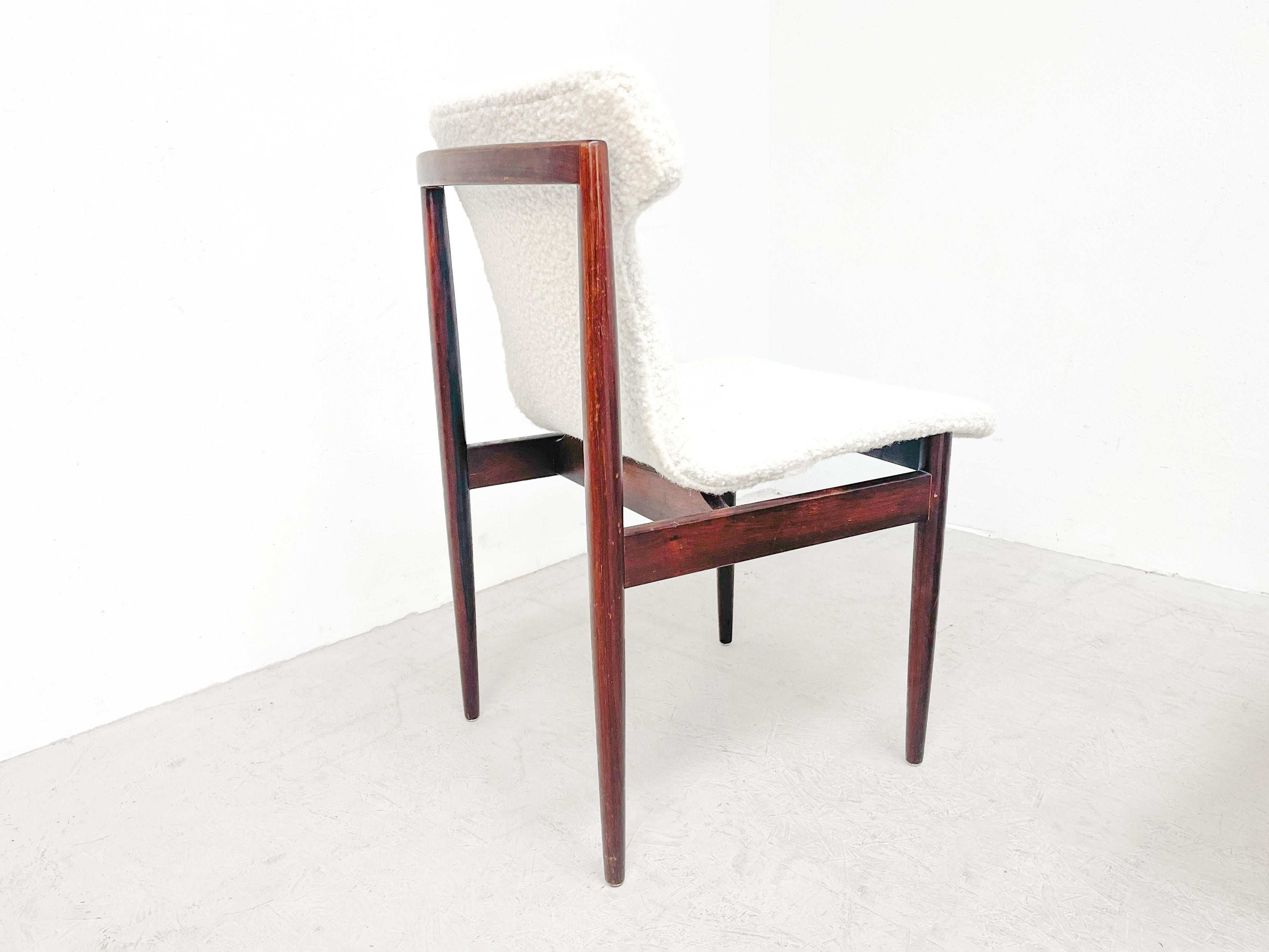 Mid-Century Modern Rosewood and Bouclé IK Dining Chairs by Inger Klingenberg 2