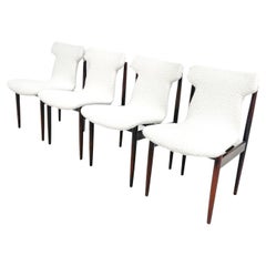 Mid-Century Modern Rosewood and Bouclé IK Dining Chairs by Inger Klingenberg
