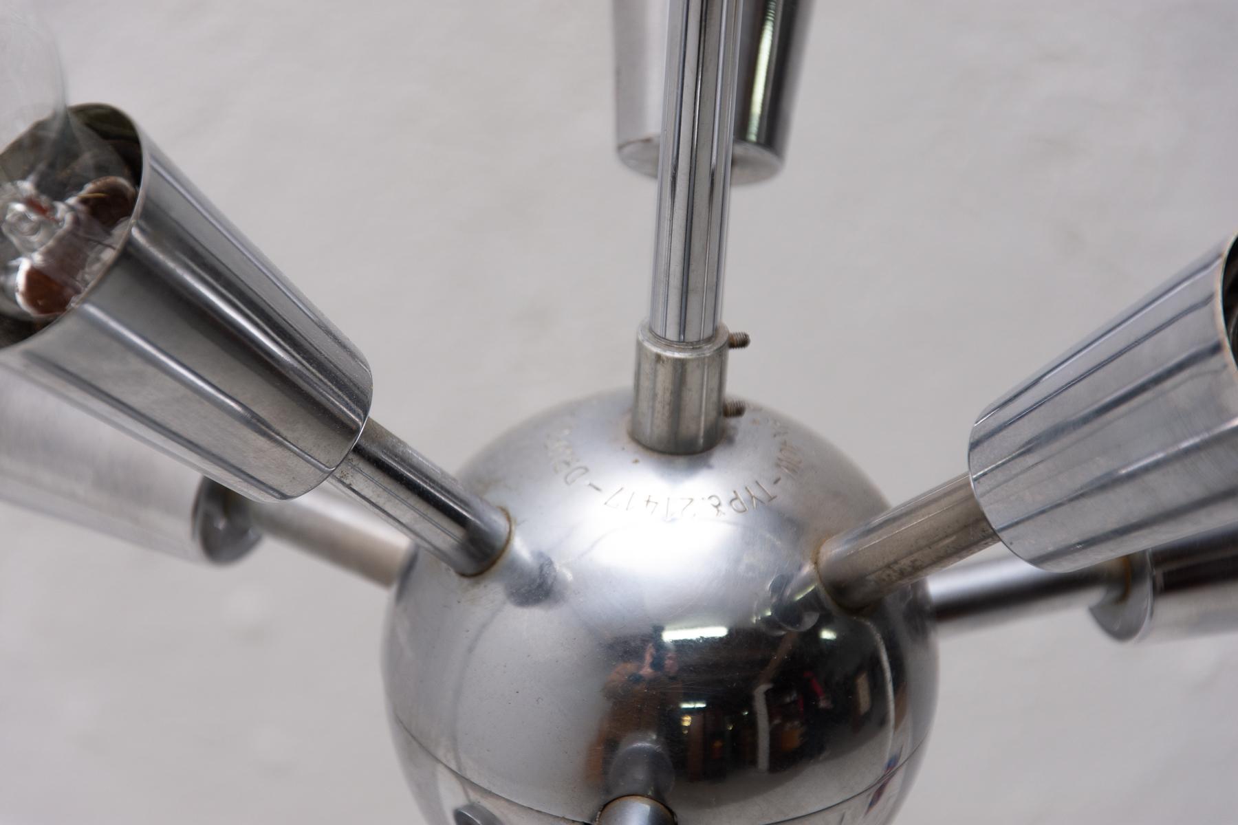Mid-20th Century Midcentury Space Age Ten Arm Chromed Sputnik Chandelier, 1960s For Sale