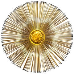 Midcentuy Brass Wall Sculpture in Manner of Curtis Jere