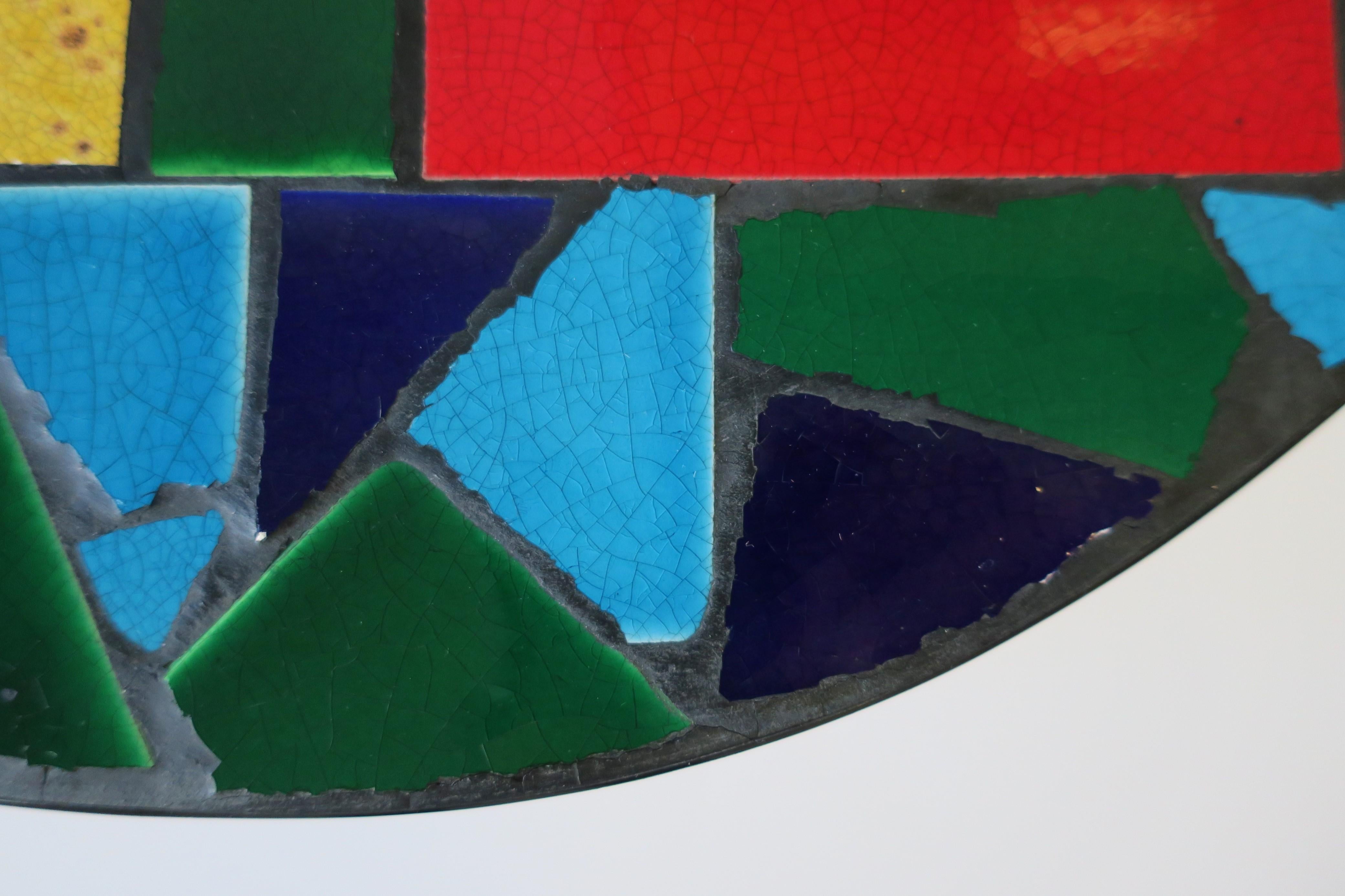 Mid-Centuy Modern Tile Mosaic Round Side Table 1