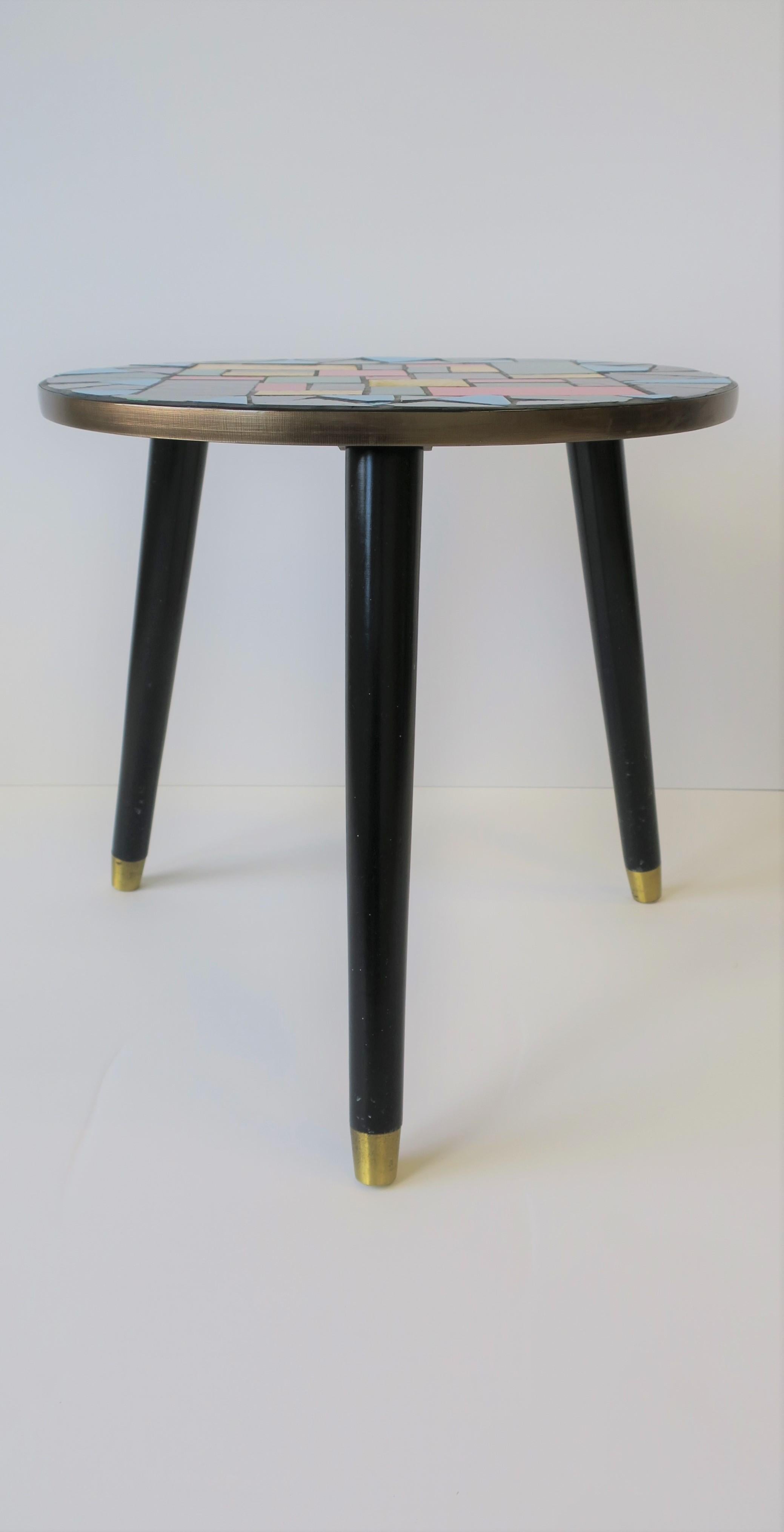 Mid-Centuy Modern Tile Mosaic Round Side Table 2