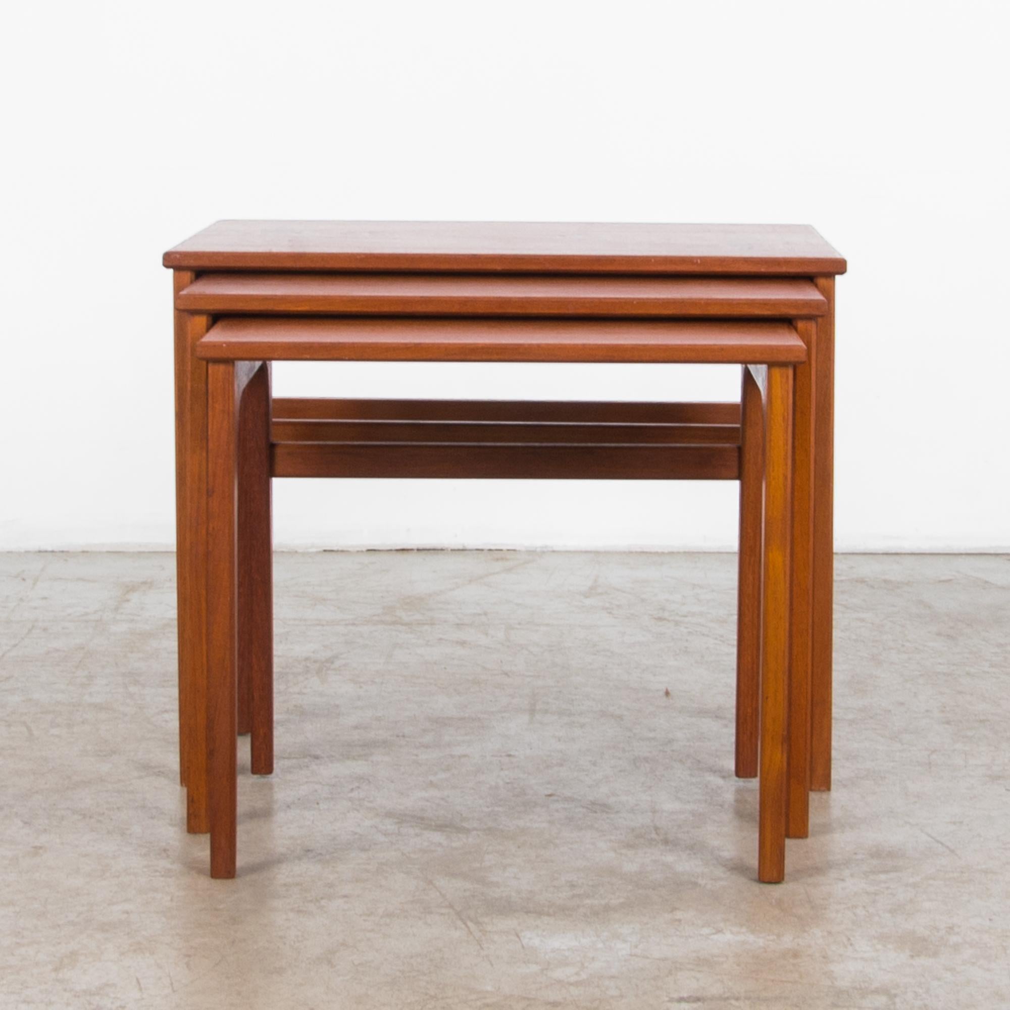 Scandinavian Modern Mid-Century Modern Wooden Nesting Tables, Set of Three