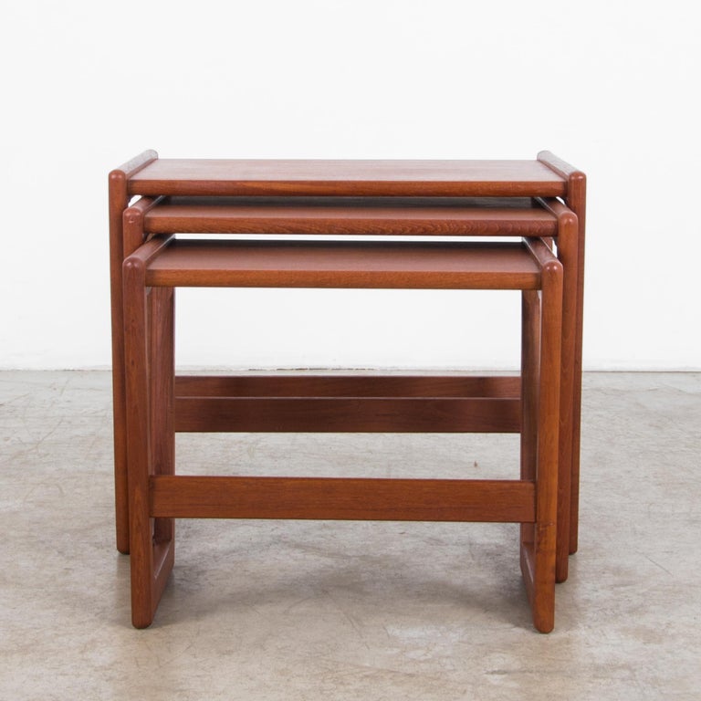 MidCentury Modern Wooden Nesting Tables, Set of Three at 1stDibs
