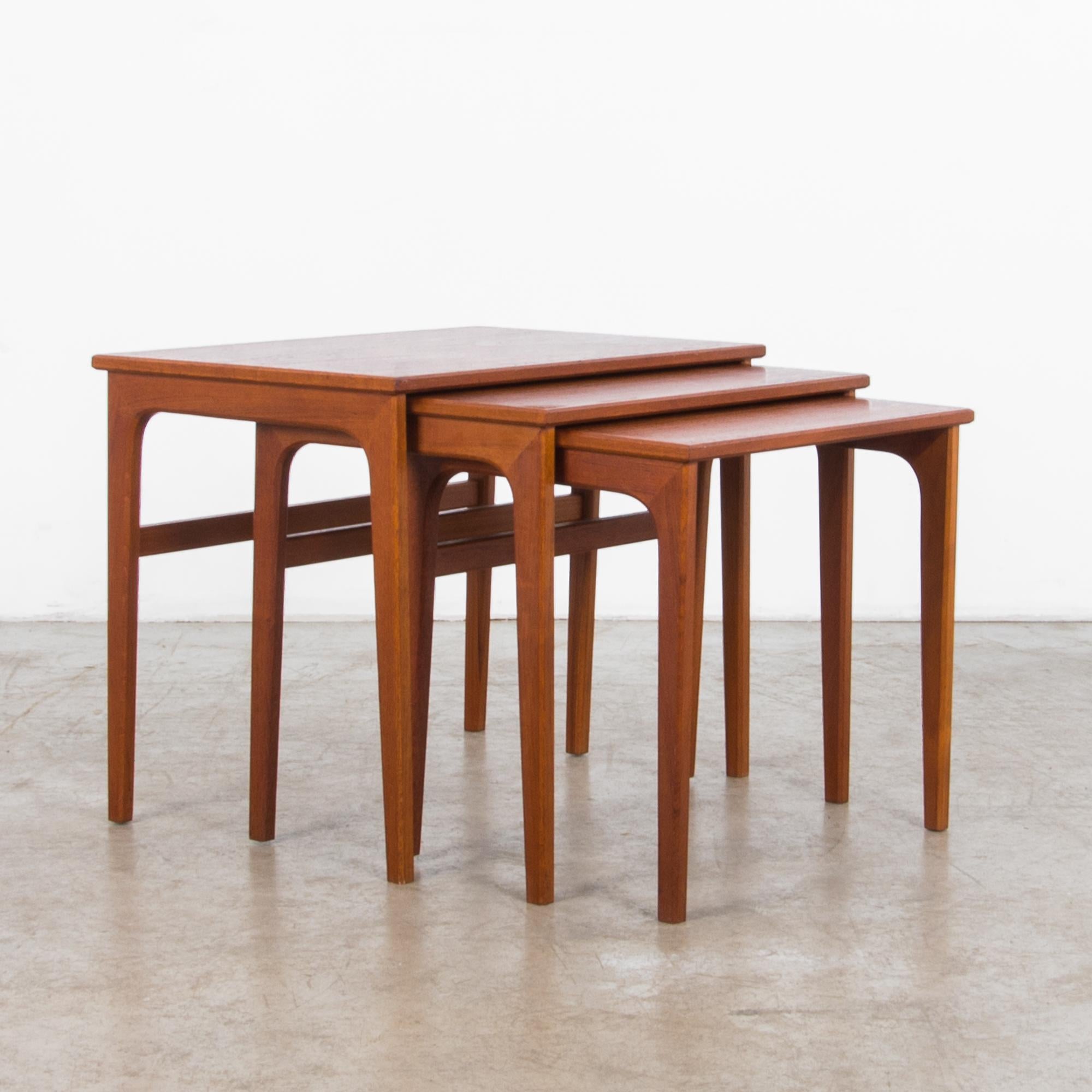 Danish Mid-Century Modern Wooden Nesting Tables, Set of Three