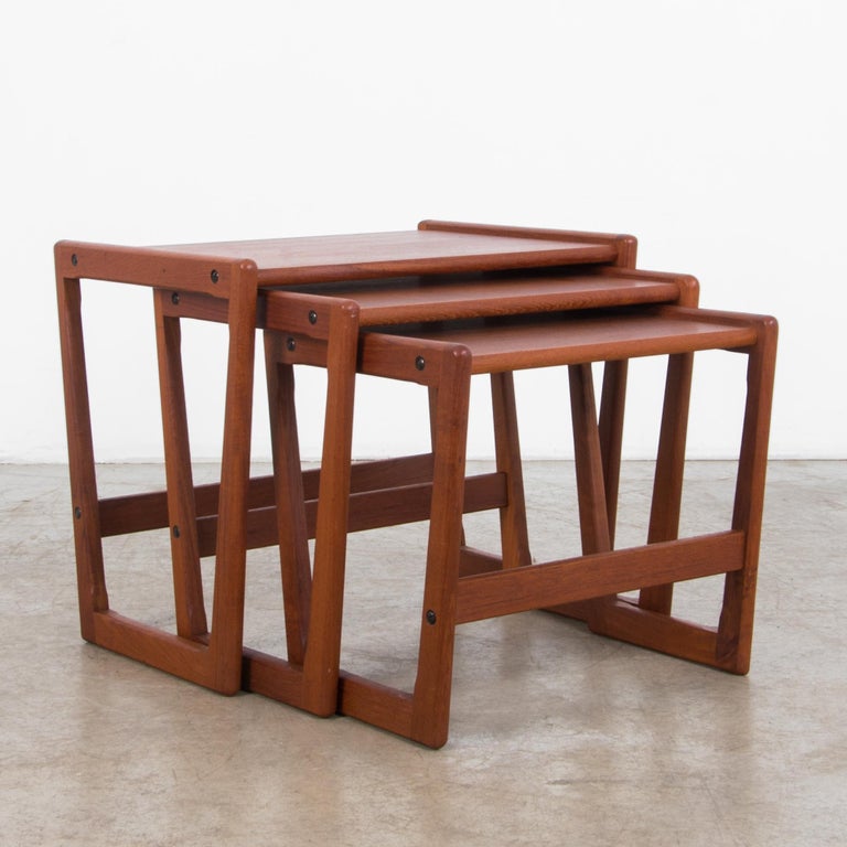 MidCentury Modern Wooden Nesting Tables, Set of Three at 1stDibs