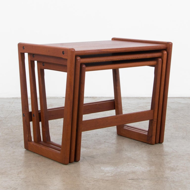 MidCentury Modern Wooden Nesting Tables, Set of Three at 1stDibs
