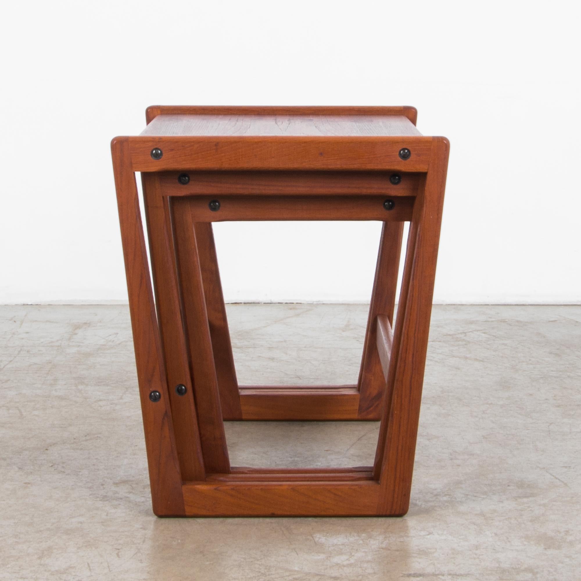 Teak Mid-Century Modern Wooden Nesting Tables, Set of Three