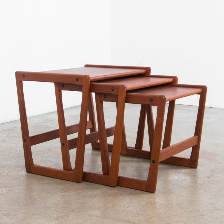 MidCentury Modern Wooden Nesting Tables, Set of Three at 1stDibs