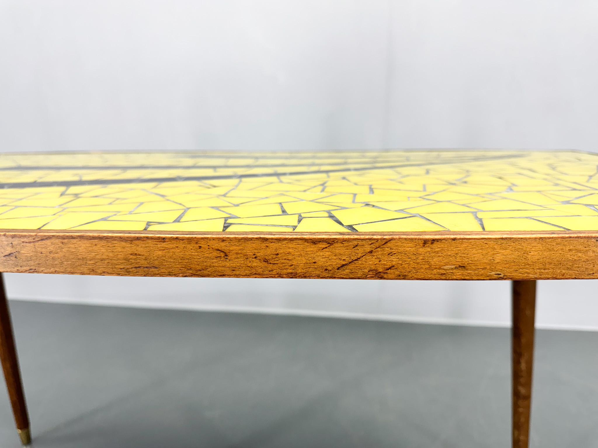 Table basse ou d'appoint Mozaik en bois et verre du milieu du siècle, Allemagne en vente 6