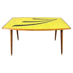Midcetury Holz & Glas Mozaik Couchtisch oder Beistelltisch, Deutschland