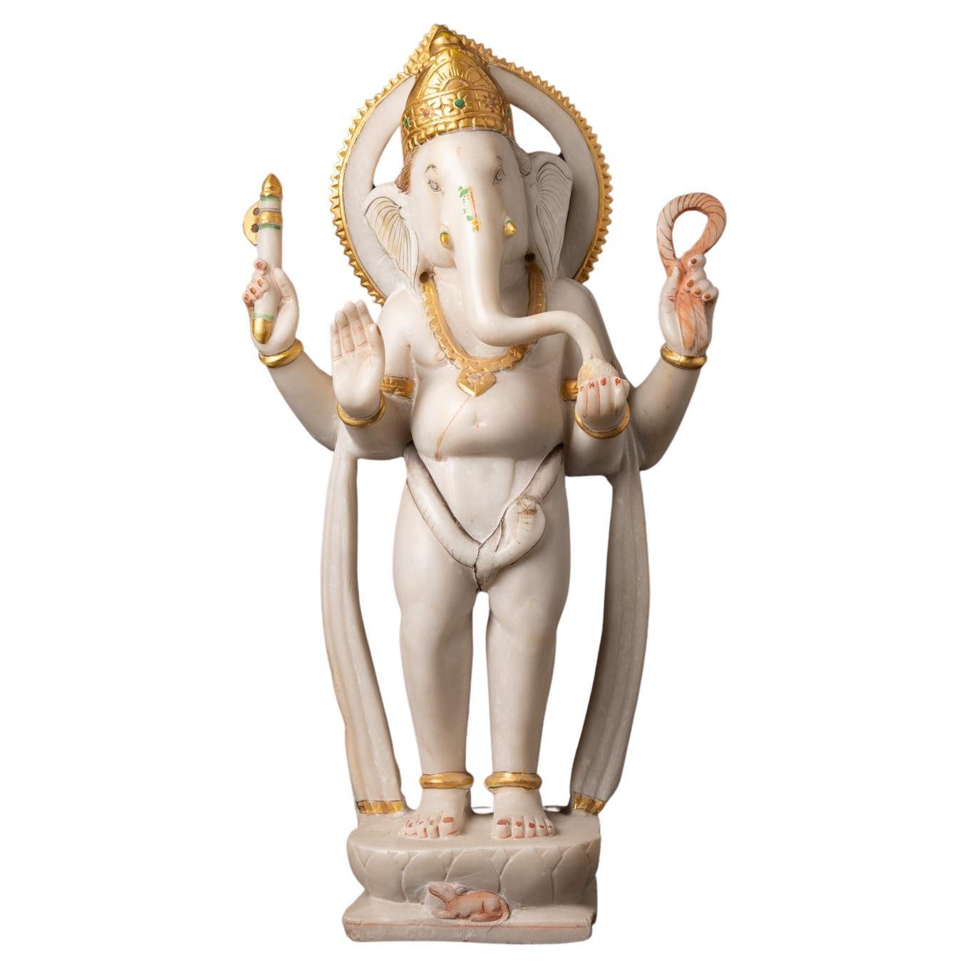 Schöner alter Marmor Ganesha aus Indien aus dem Mittleren 20. Jahrhundert