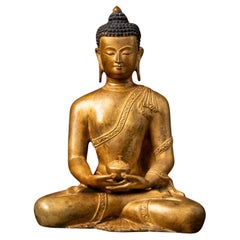 Middle 20th Century High Quality Old Bronze Nepali Buddha Statue