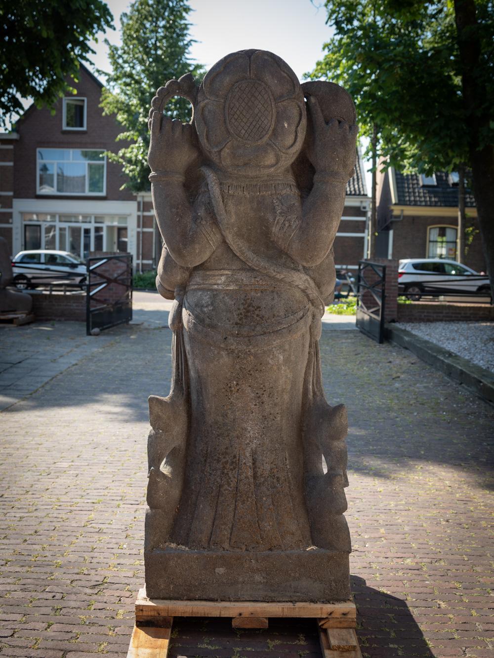 Middle 20th century Large and special lavastone Ganesha statue from Indonesia In Good Condition For Sale In DEVENTER, NL