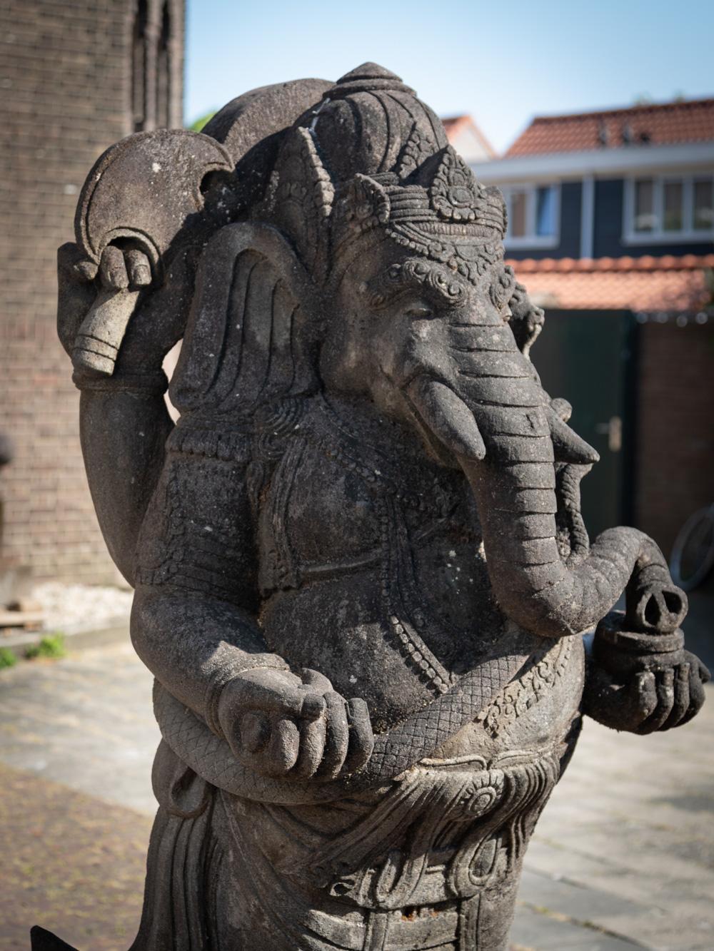 Lava Middle 20th century Large and special lavastone Ganesha statue from Indonesia For Sale