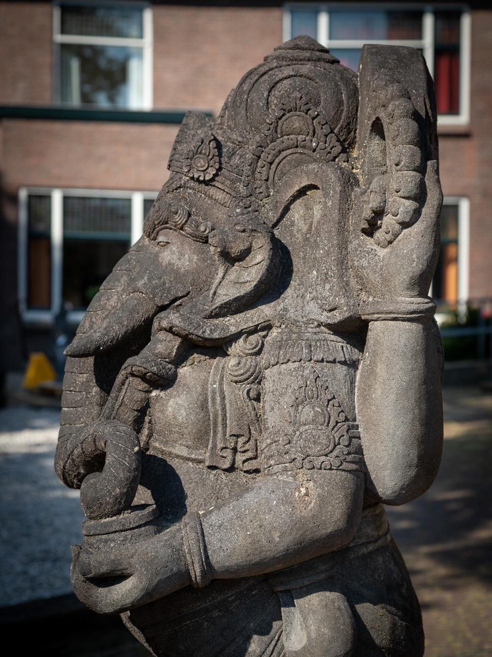 Middle 20th century Large and special lavastone Ganesha statue from Indonesia For Sale 2