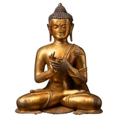 Middle 20th century Large old bronze Nepali Buddha statue from Nepal